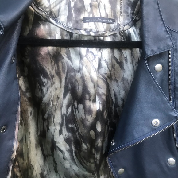 Line Navy Blue Lambskin Cropped Jacket, Size L - Picture 9 of 12